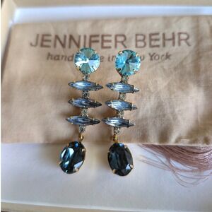 Jennifer Behr Blue Crystal Drop Earrings